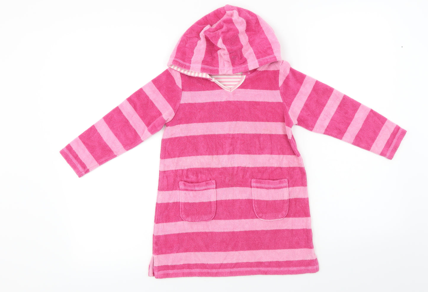 John Lewis  Girls Pink Striped  Pullover Hoodie Size 5 Years
