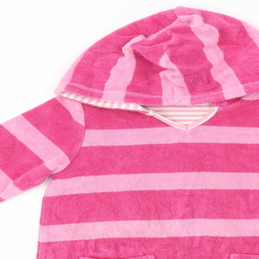 John Lewis  Girls Pink Striped  Pullover Hoodie Size 5 Years