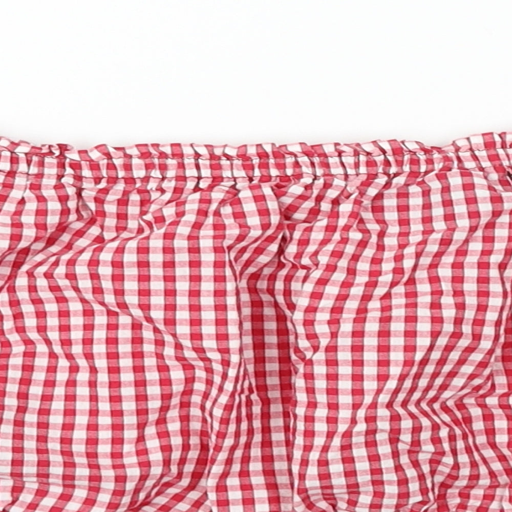 Cameo rose  Womens Red Check  Cropped T-Shirt Size 10