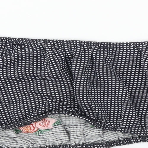Topshop Womens Black Check  Cropped T-Shirt Size 12