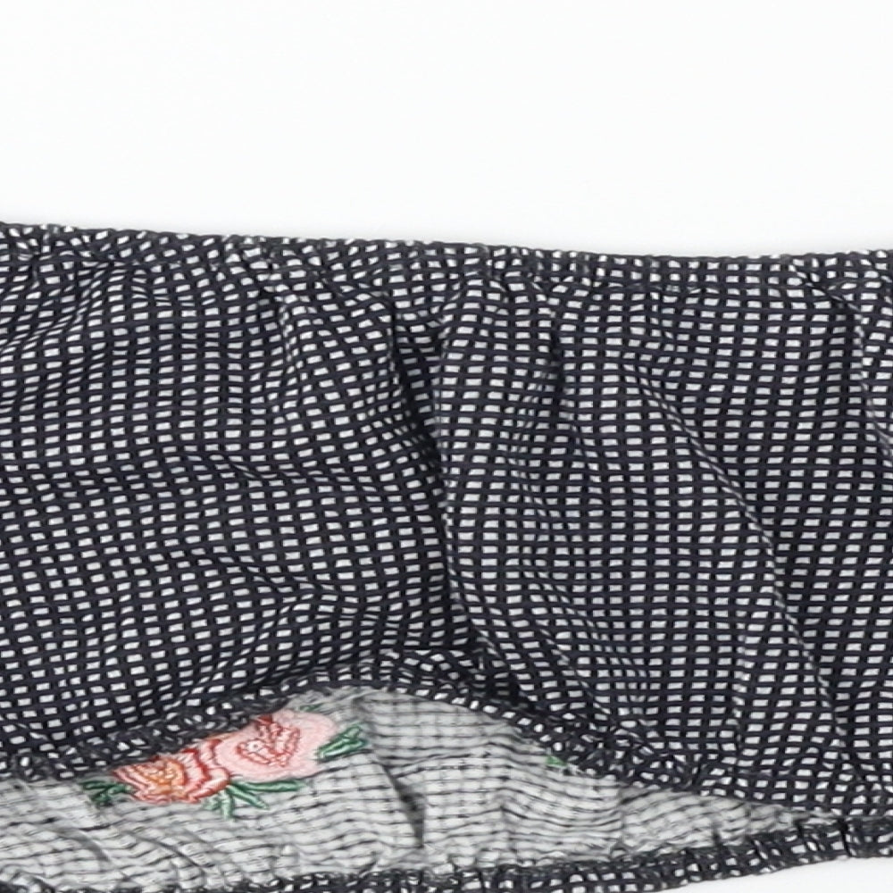 Topshop Womens Black Check  Cropped T-Shirt Size 12