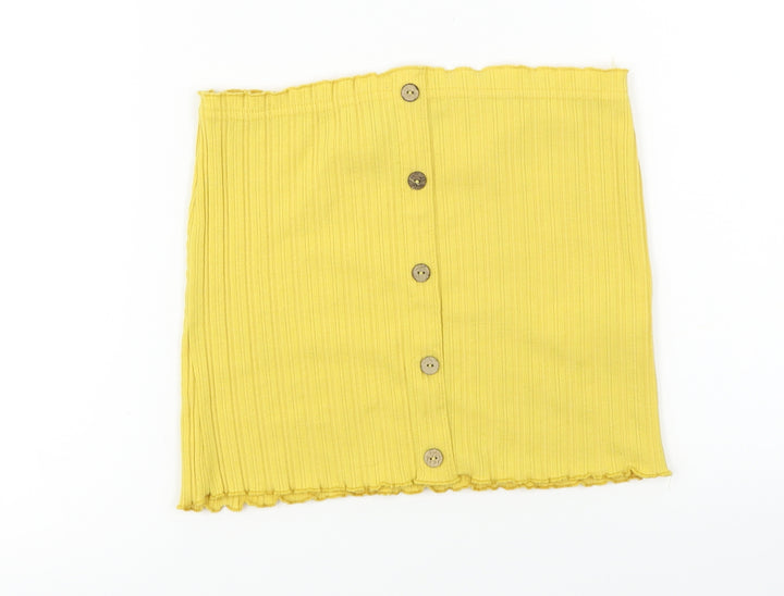 New Look  Womens Yellow   Cropped T-Shirt Size S