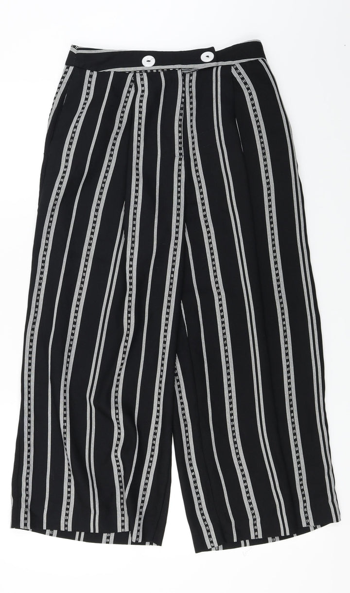Topshop  Womens Black Striped  Trousers  Size 8 L22 in