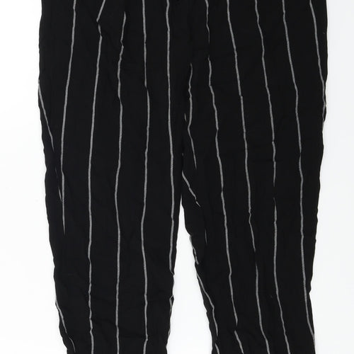 PRETTYLITTLETHING  Womens Black Striped  Trousers  Size 8 L21 in