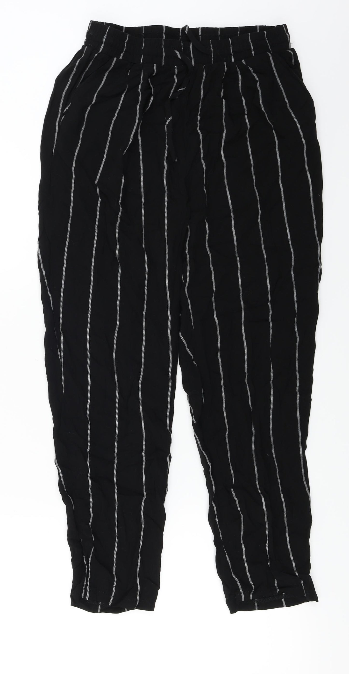 PRETTYLITTLETHING  Womens Black Striped  Trousers  Size 8 L21 in