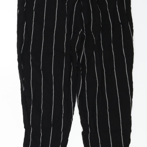 PRETTYLITTLETHING  Womens Black Striped  Trousers  Size 8 L21 in