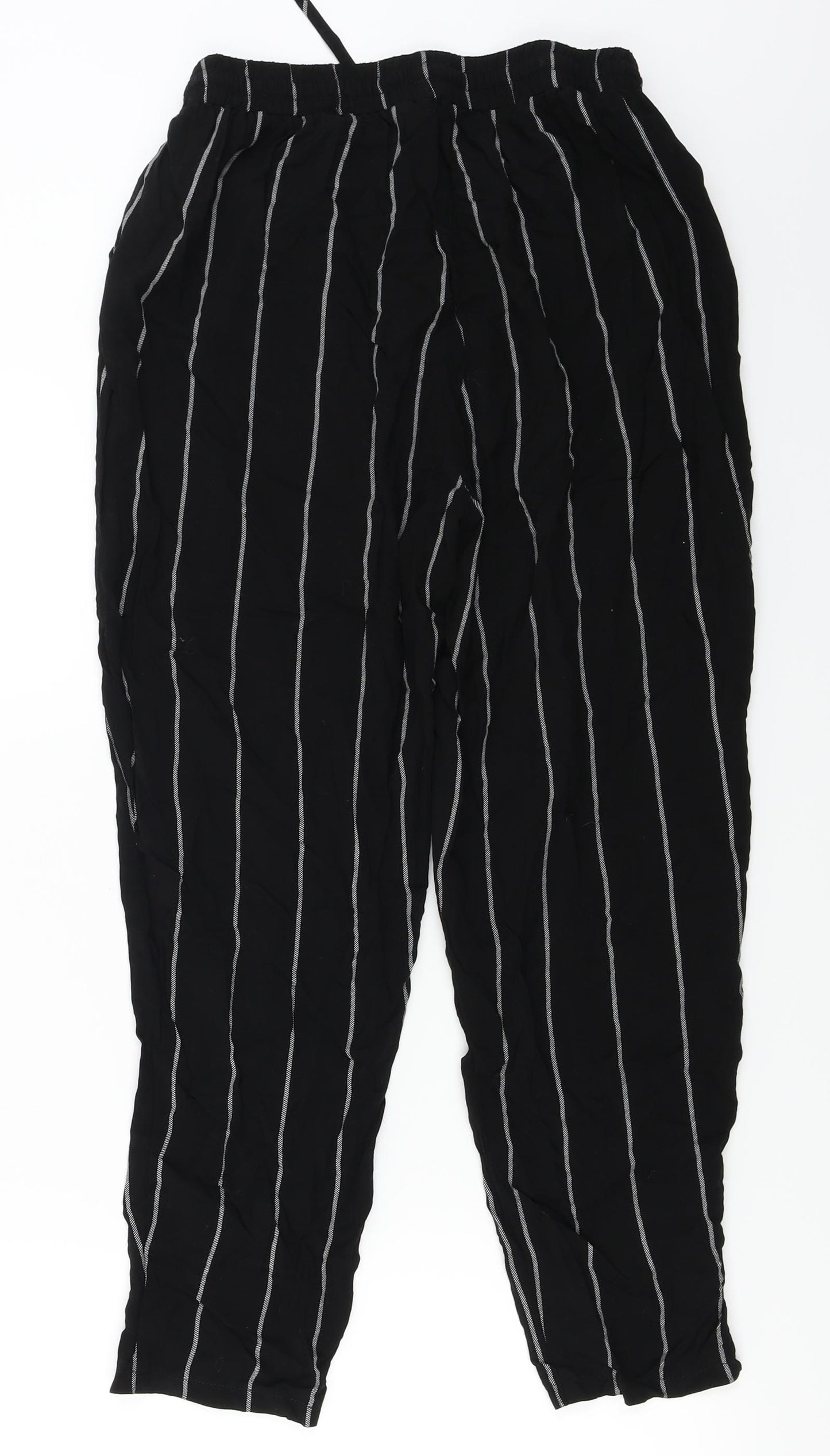 PRETTYLITTLETHING  Womens Black Striped  Trousers  Size 8 L21 in