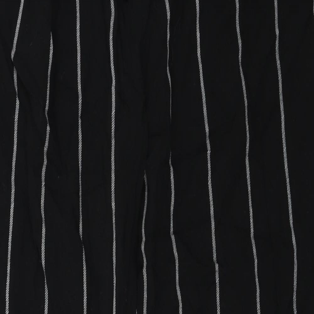 PRETTYLITTLETHING  Womens Black Striped  Trousers  Size 8 L21 in