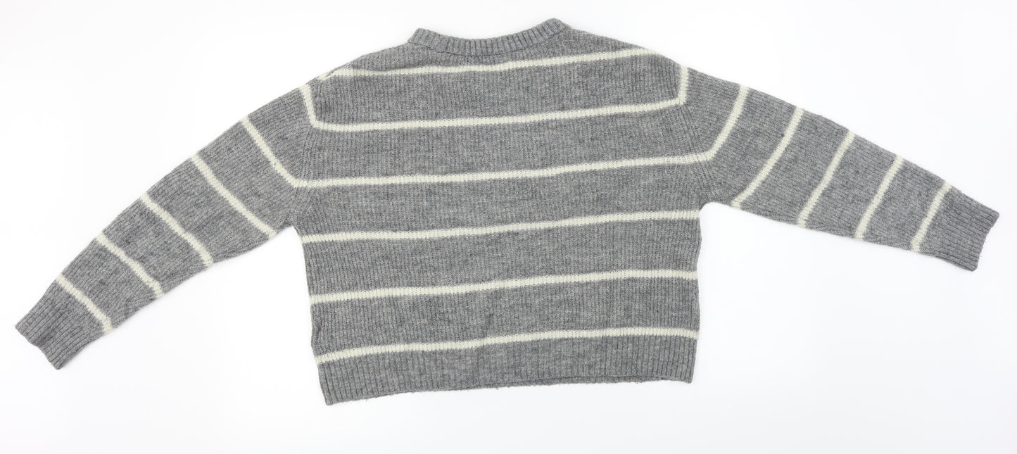 New Look  Womens Grey Striped  Pullover Jumper Size S