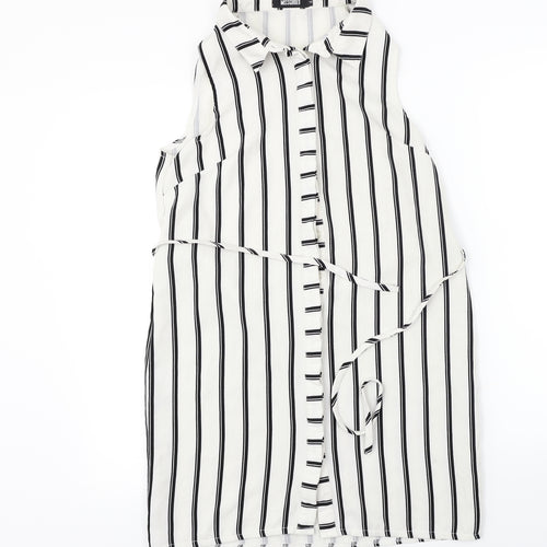 Missguided  Womens White Striped  Basic Button-Up Size 6