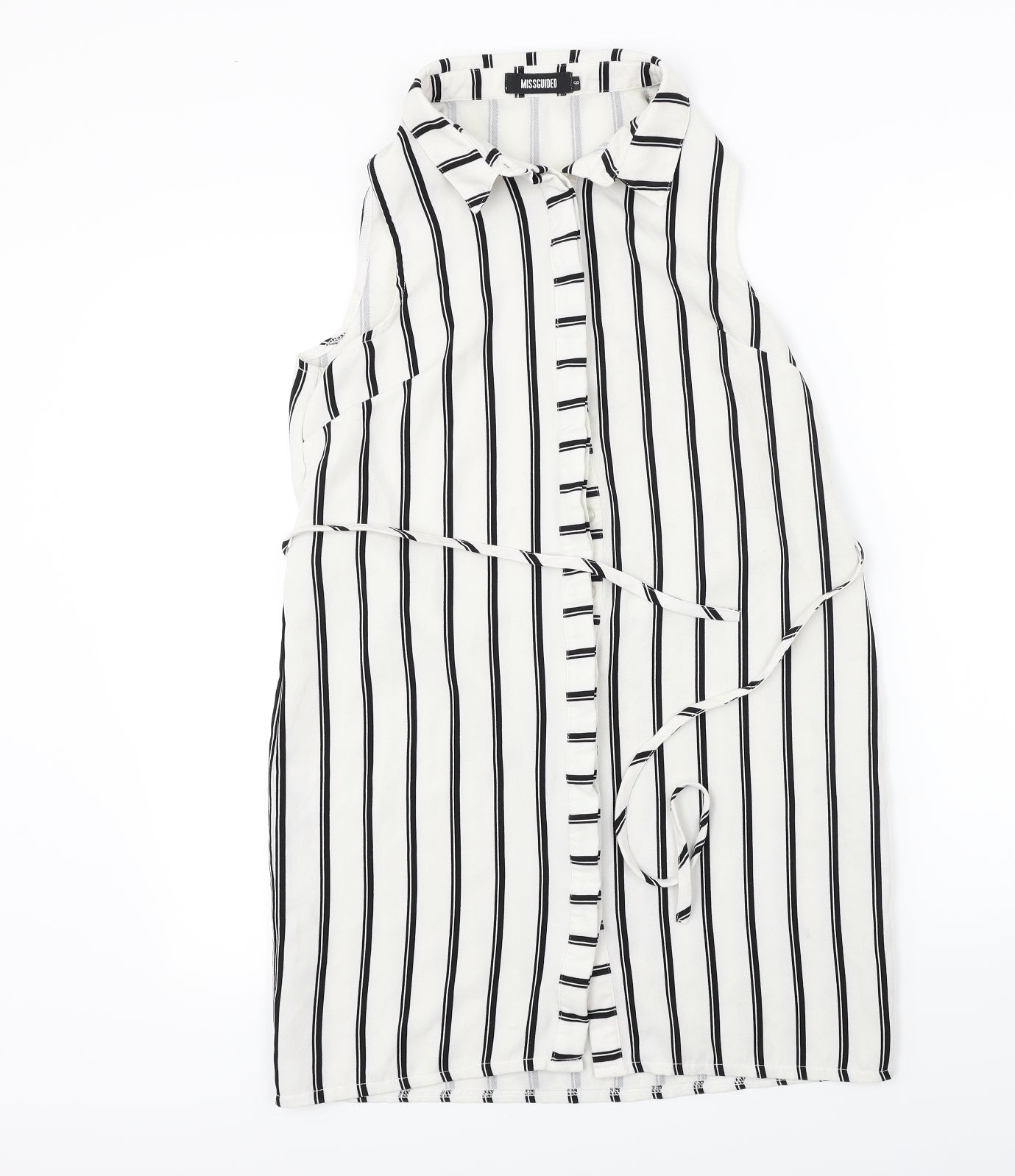 Missguided  Womens White Striped  Basic Button-Up Size 6