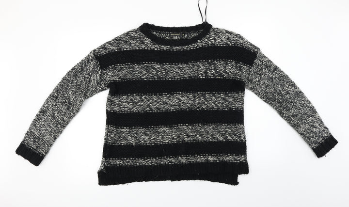 QED London  Womens Grey Striped  Pullover Jumper Size M