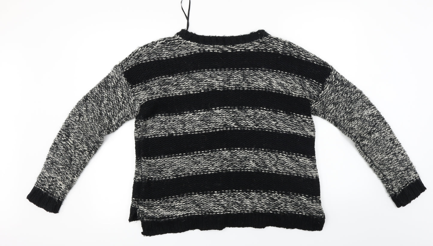 QED London  Womens Grey Striped  Pullover Jumper Size M