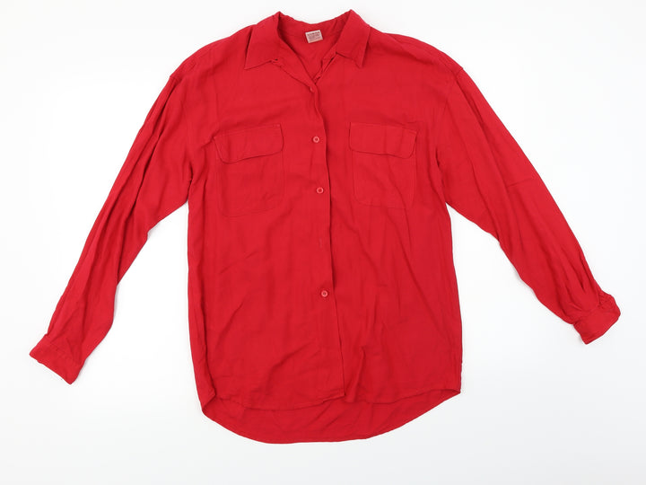 Etam Womens Red Basic Button-Up Size 10