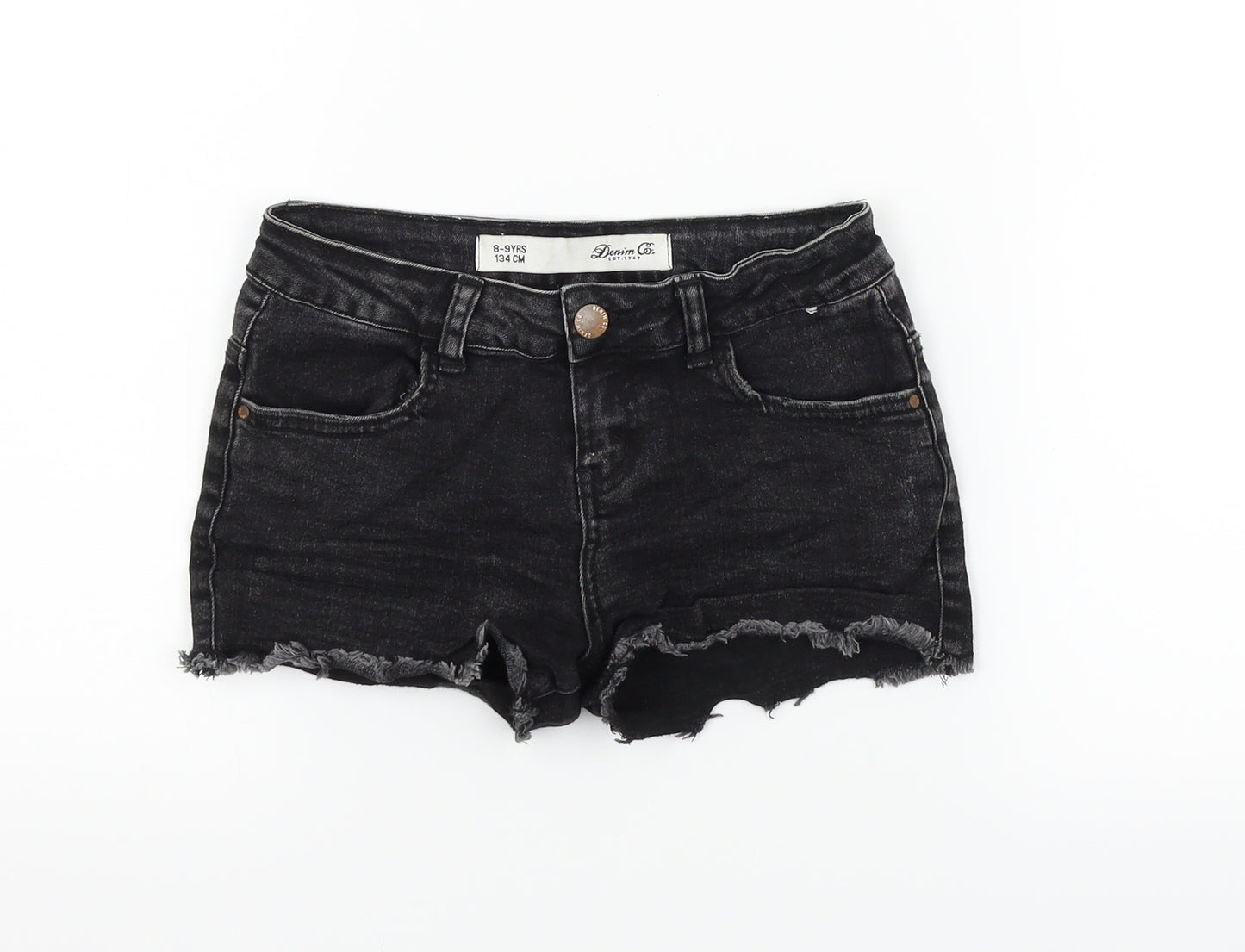deniem & co Girls Black   Cut-Off Shorts Size 8-9 Years