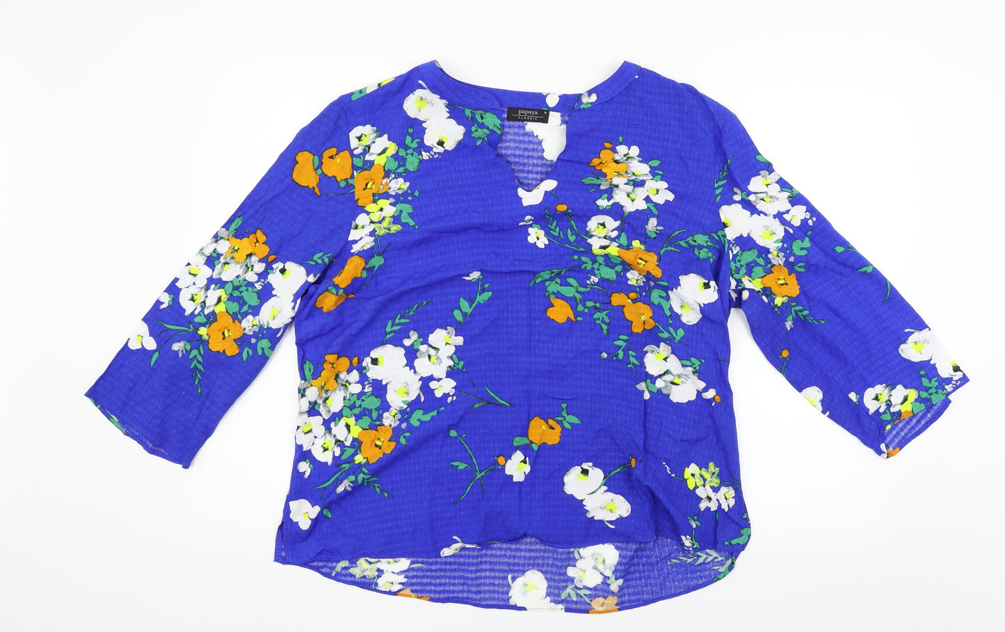 Papaya Womens Blue Floral  Basic Blouse Size 16