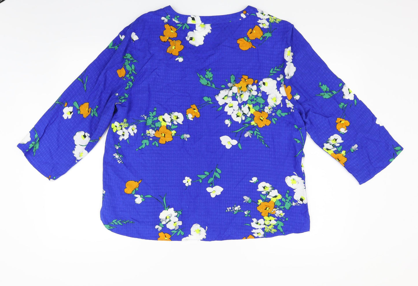 Papaya Womens Blue Floral  Basic Blouse Size 16