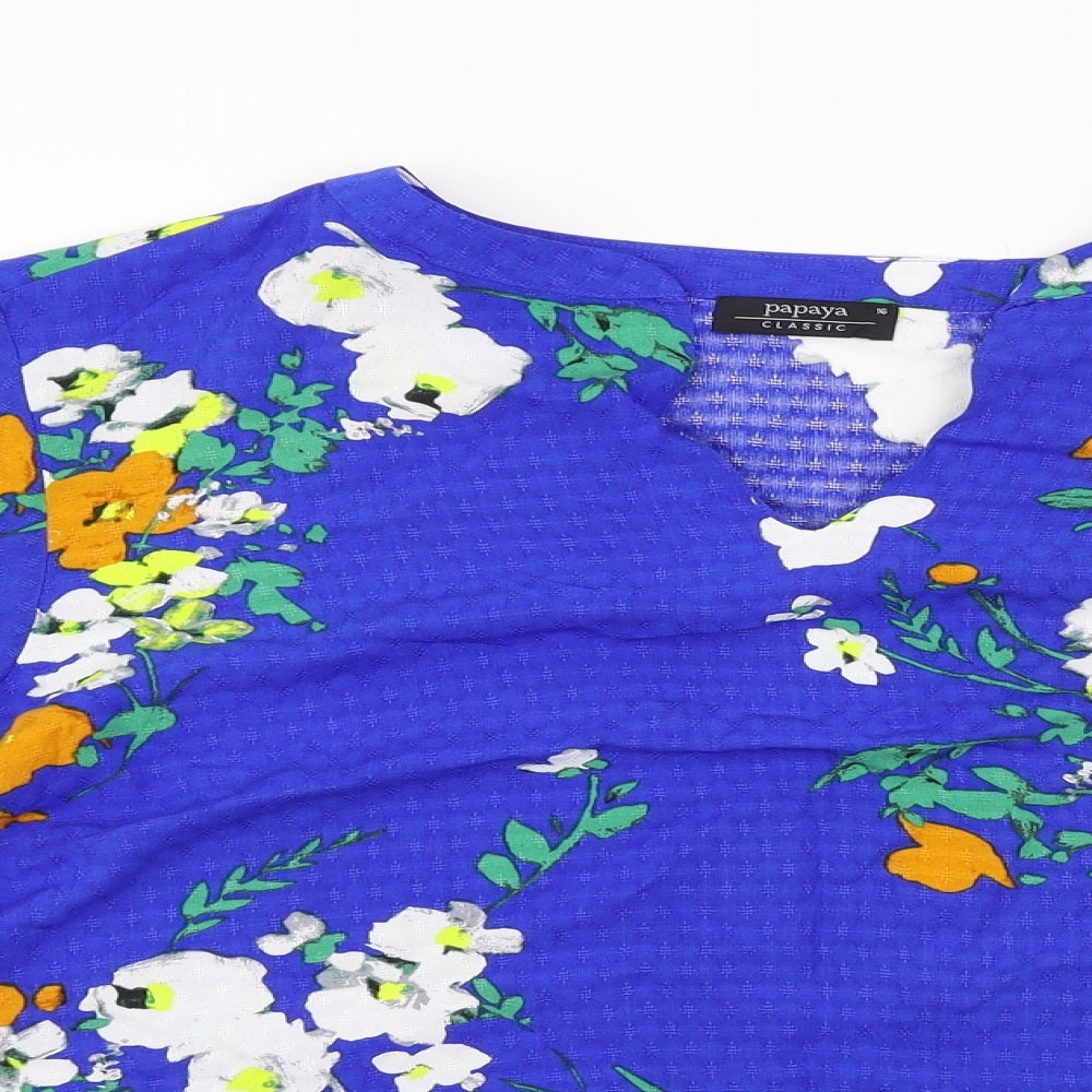 Papaya Womens Blue Floral  Basic Blouse Size 16