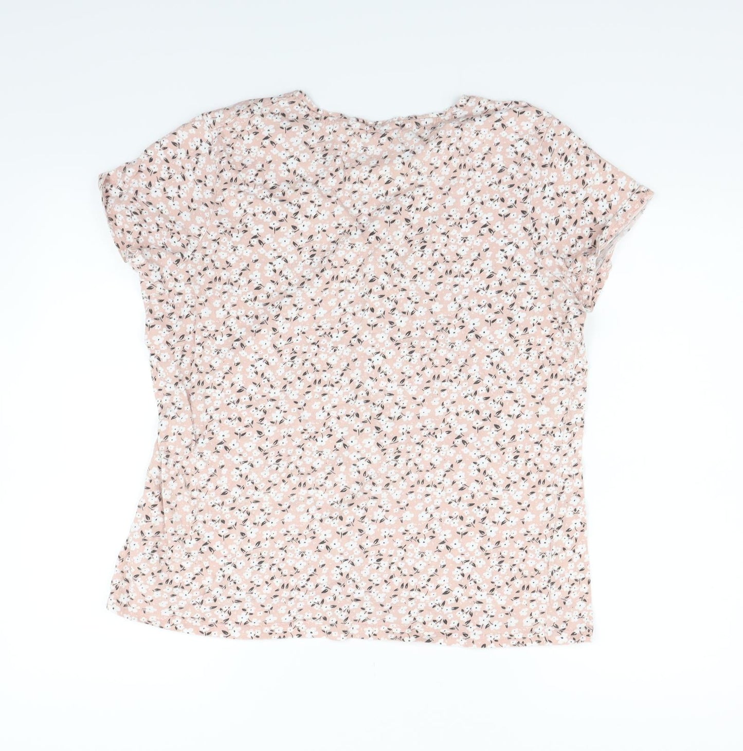 PEP&CO Womens Pink Floral  Basic T-Shirt Size XL