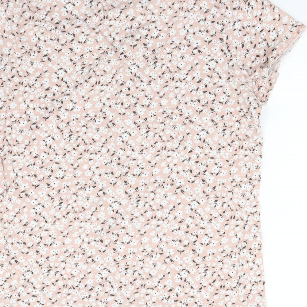 PEP&CO Womens Pink Floral  Basic T-Shirt Size XL
