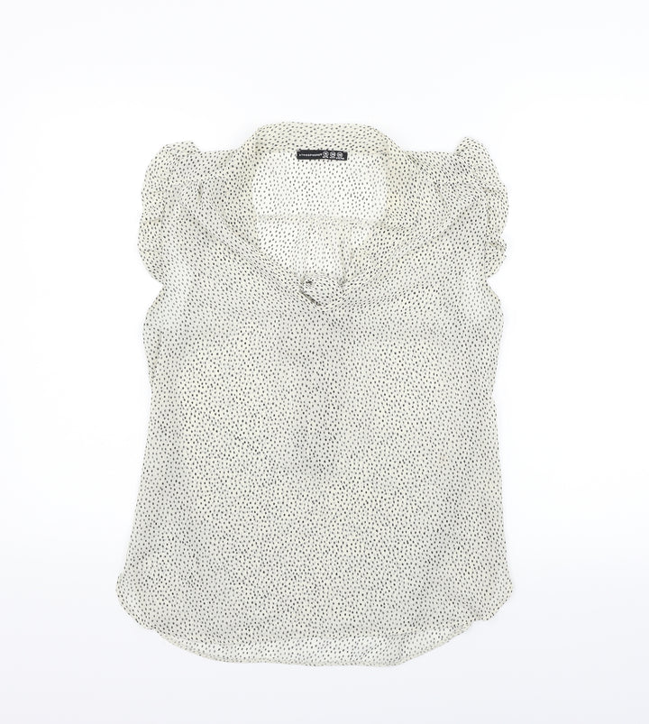 Atmosphere Womens Grey Polka Dot Basic Blouse Size 10