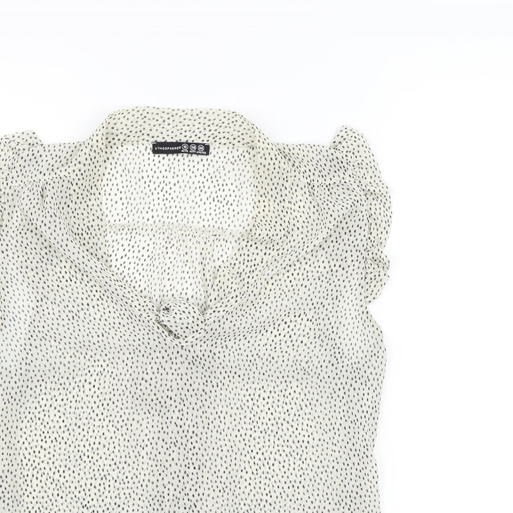 Atmosphere Womens Grey Polka Dot  Basic Blouse Size 10