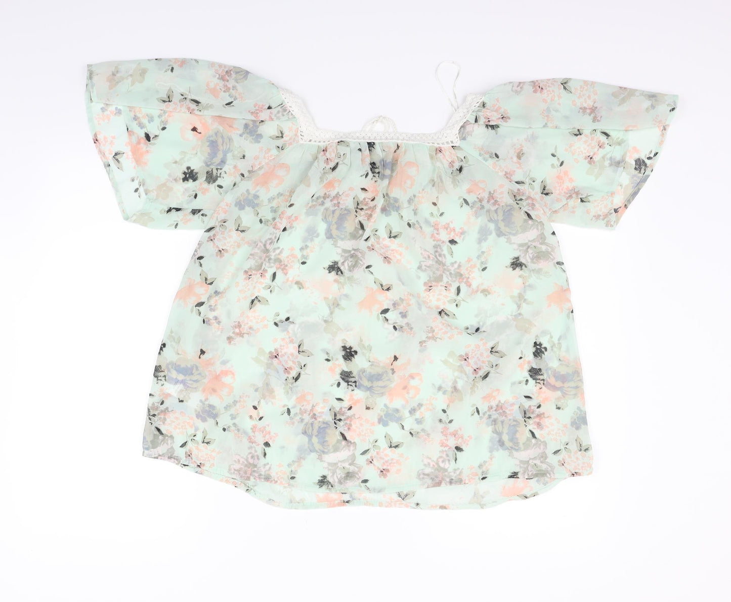 Peacocks Womens Green Floral  Basic Blouse Size 10