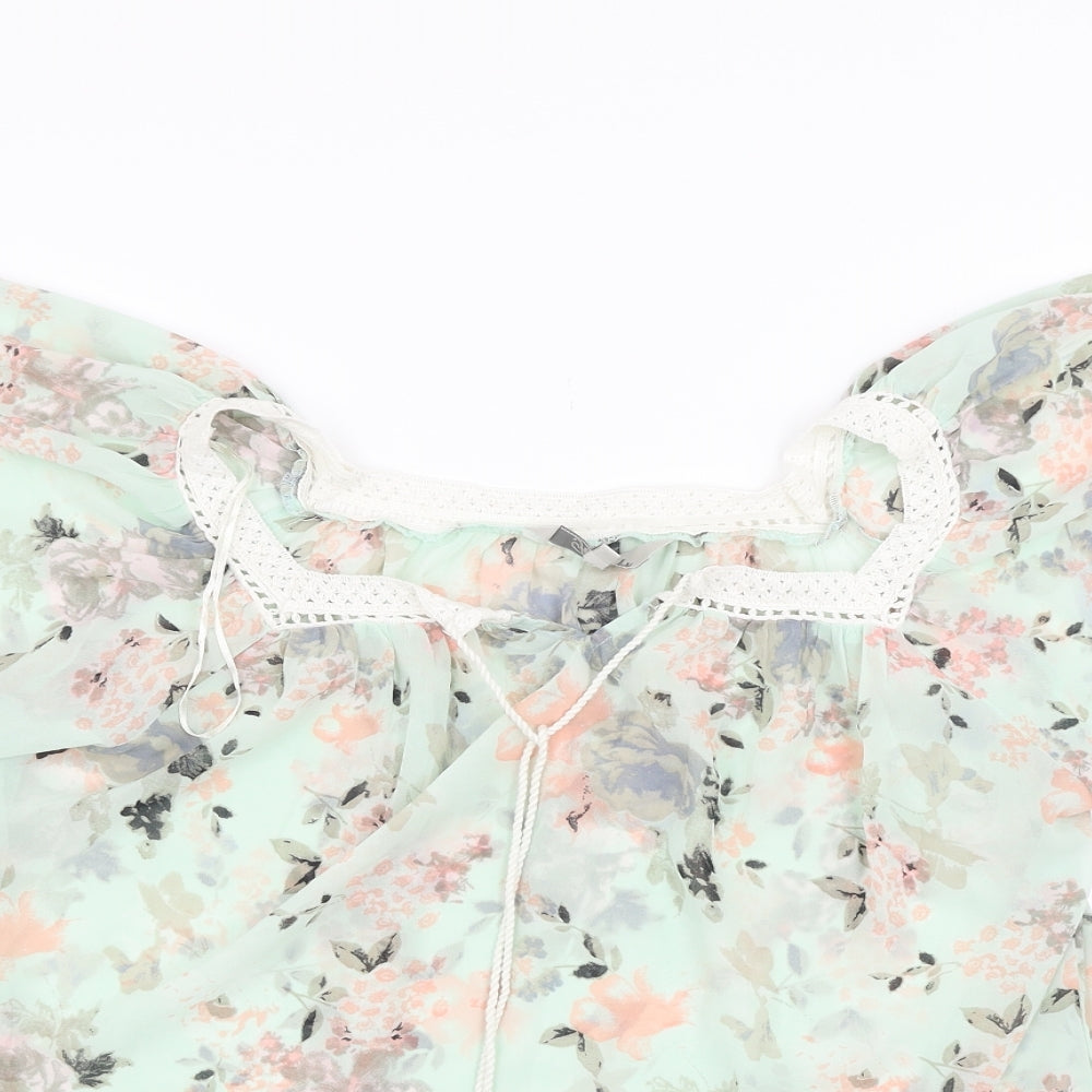 Peacocks Womens Green Floral  Basic Blouse Size 10