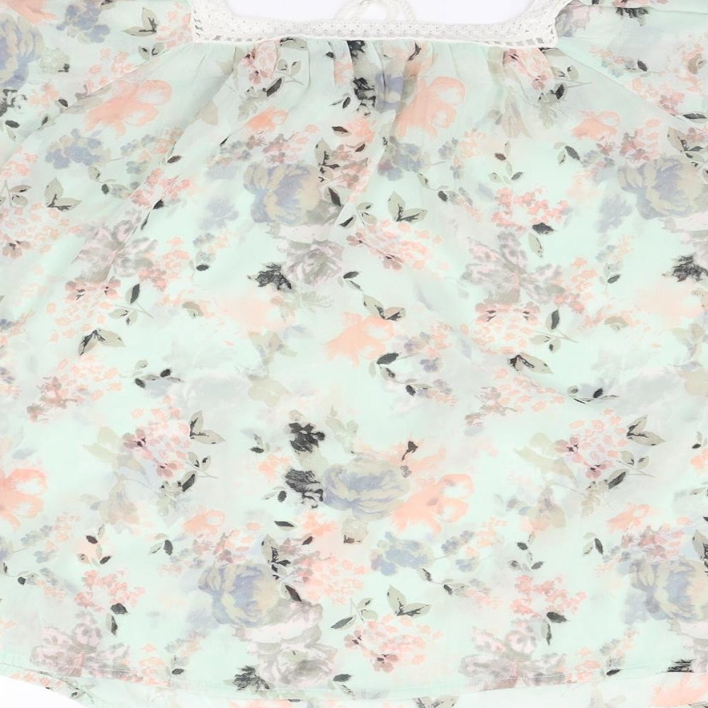 Peacocks Womens Green Floral  Basic Blouse Size 10