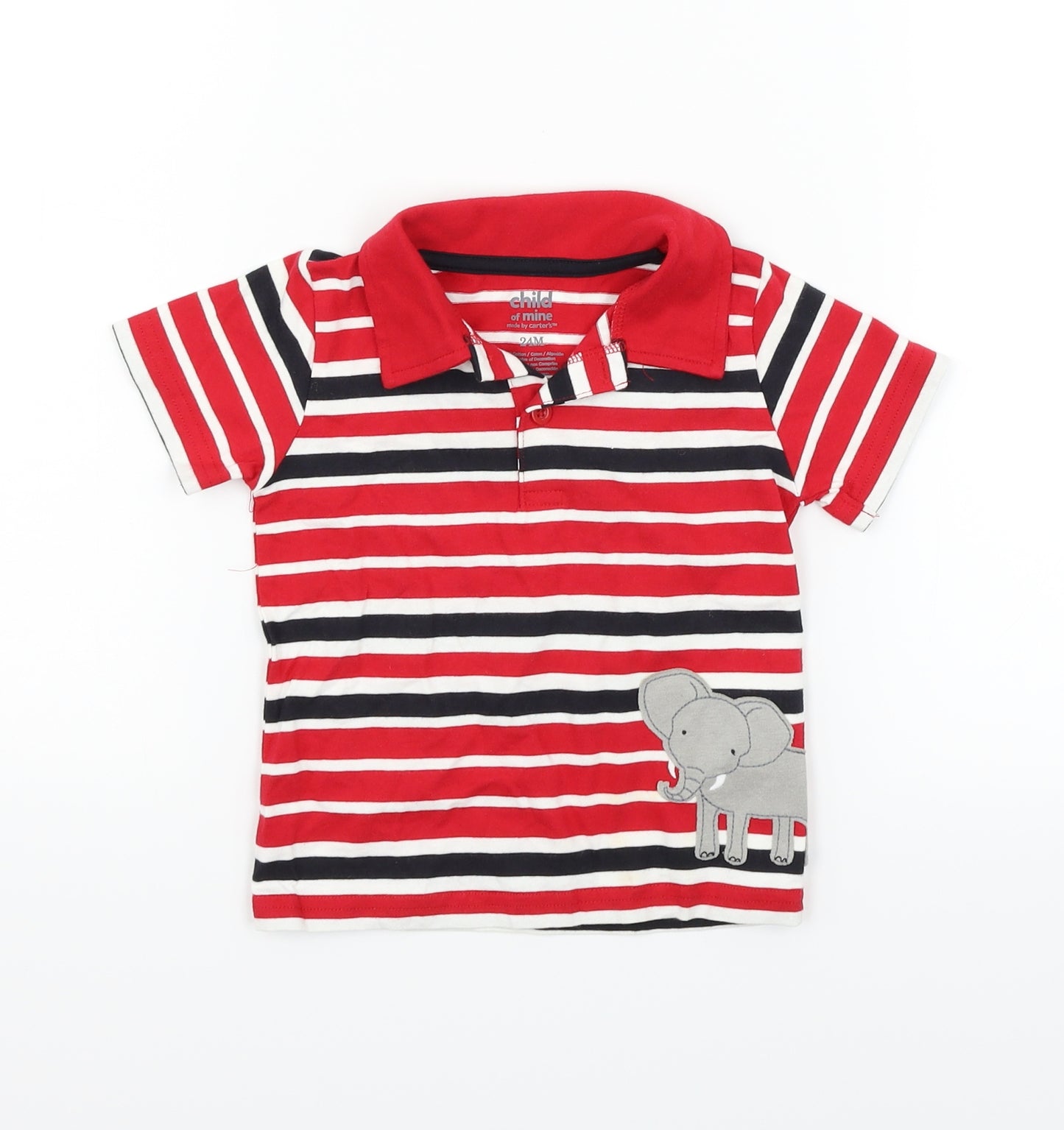 Child of Mine by Carter's  Red Striped  Basic Polo Size 24 Months  - elephant print