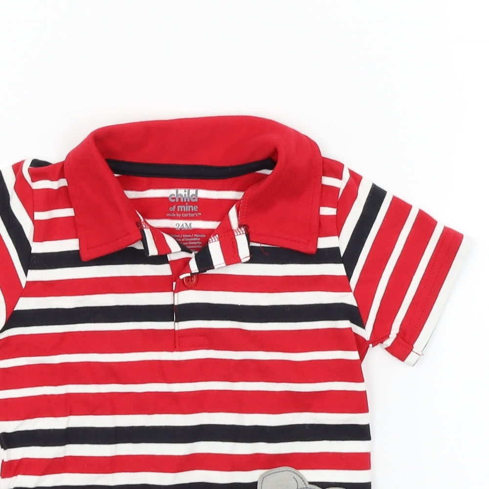 Child of Mine by Carter's  Red Striped  Basic Polo Size 24 Months  - elephant print