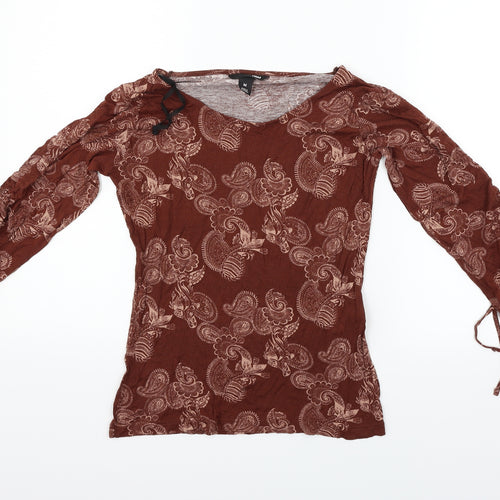 H&M Womens Brown Geometric  Basic T-Shirt Size M