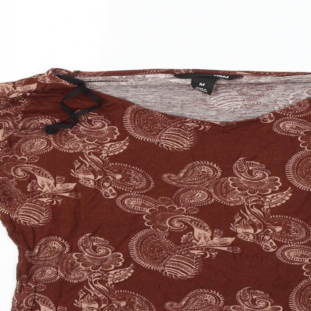 H&M Womens Brown Geometric  Basic T-Shirt Size M