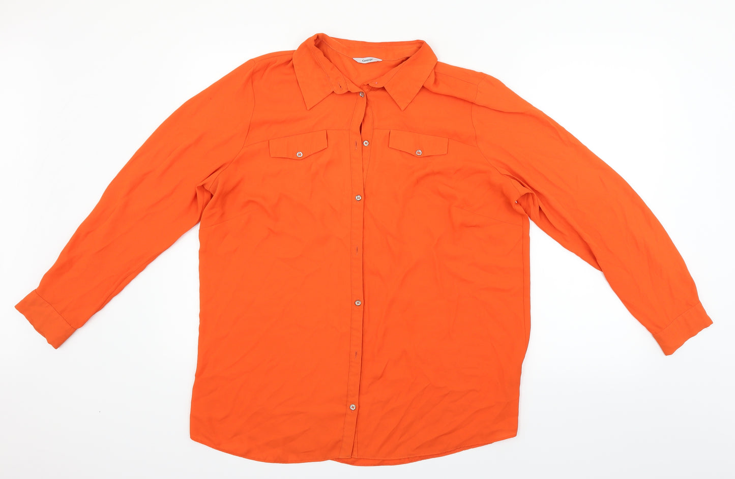 George Womens Orange   Basic Button-Up Size 18