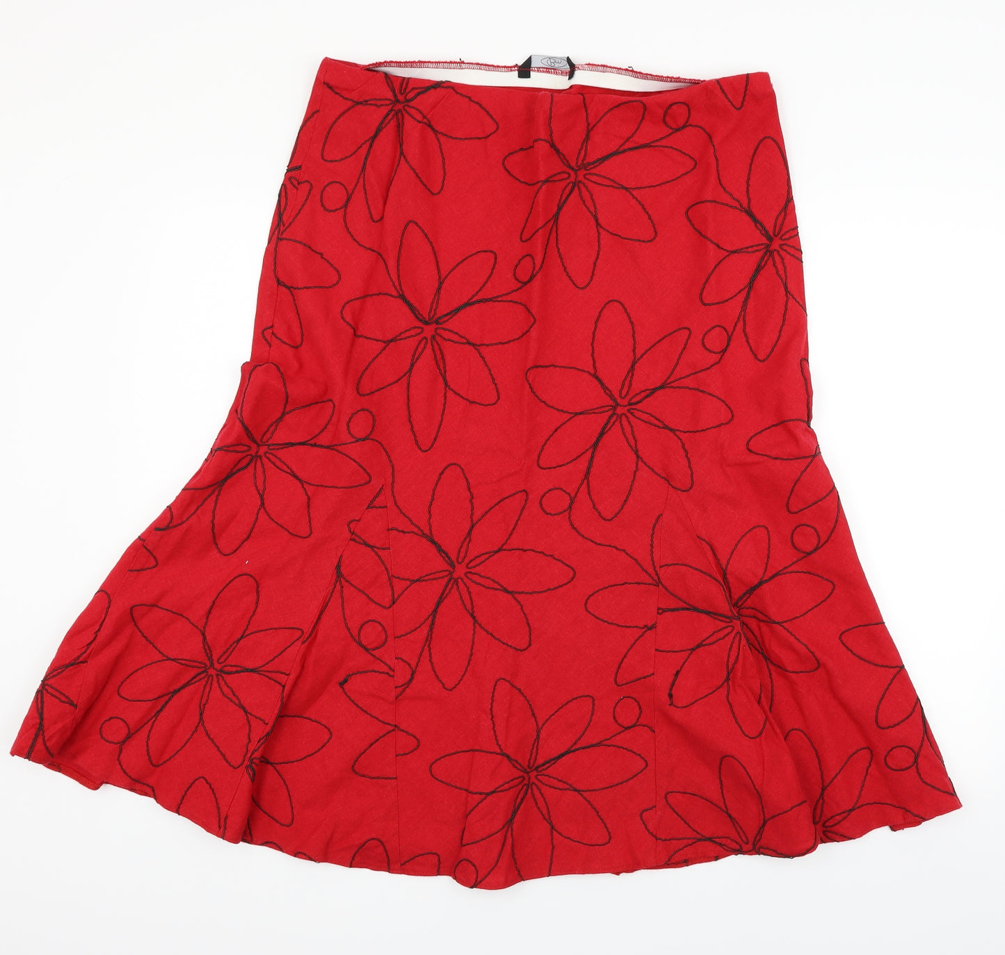 BM  Womens Red Floral  A-Line Skirt Size 16