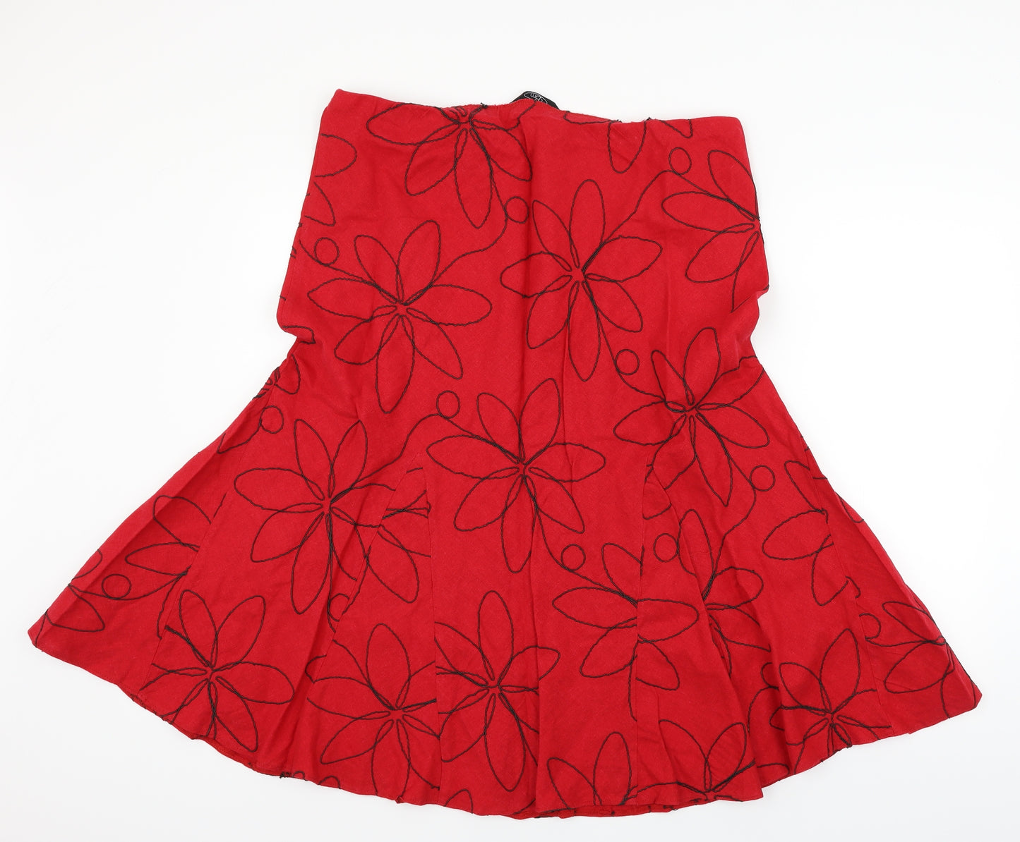 BM  Womens Red Floral  A-Line Skirt Size 16