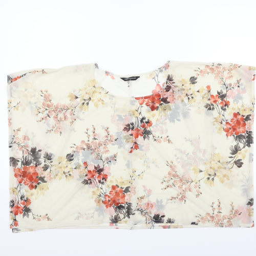 Internarcionale Womens Beige Floral  Basic T-Shirt Size 12