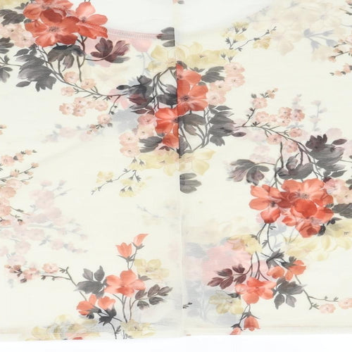Internarcionale Womens Beige Floral  Basic T-Shirt Size 12