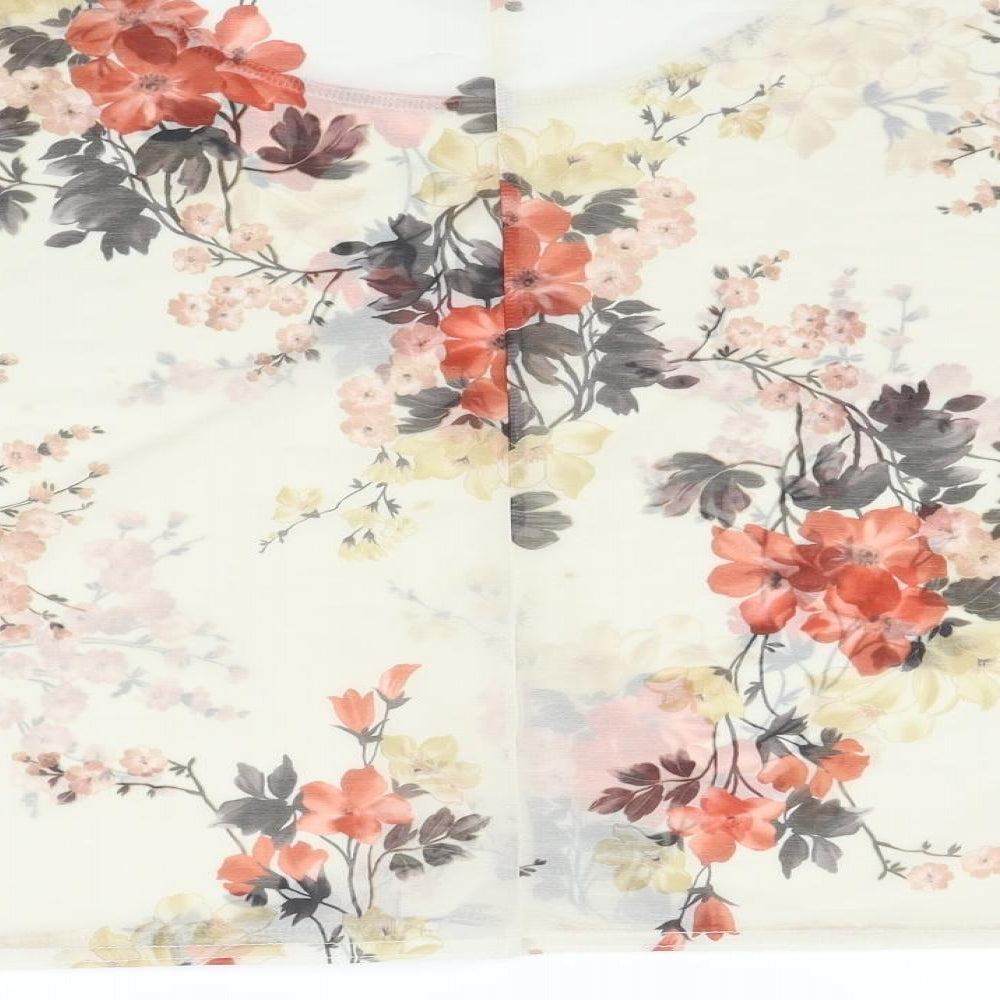 Internarcionale Womens Beige Floral  Basic T-Shirt Size 12