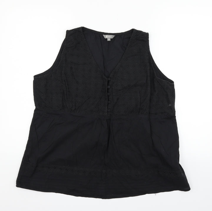Mia Moda Womens Black Basic T-Shirt Size 18