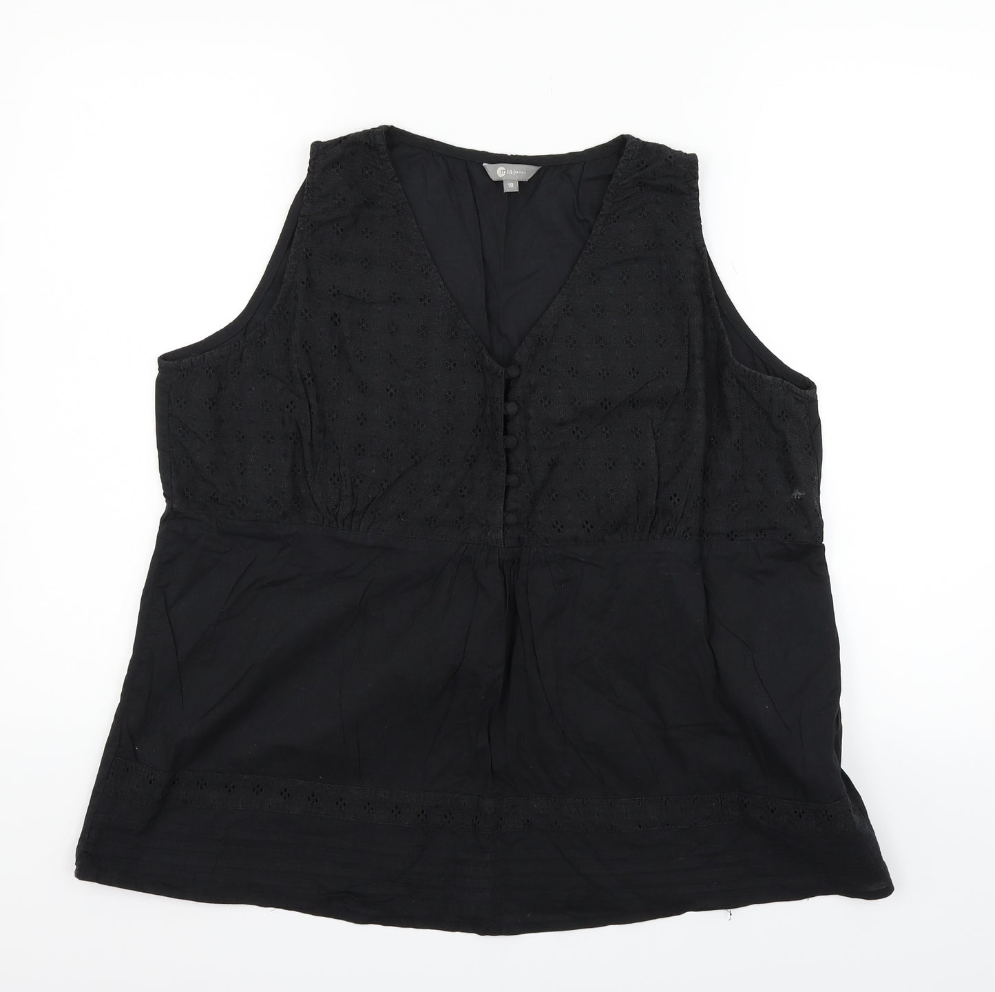Mia Moda Womens Black   Basic T-Shirt Size 18
