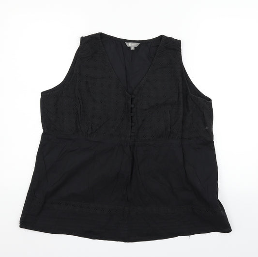 Front view of Mia Moda women’s black basic t-shirt, size UK 18