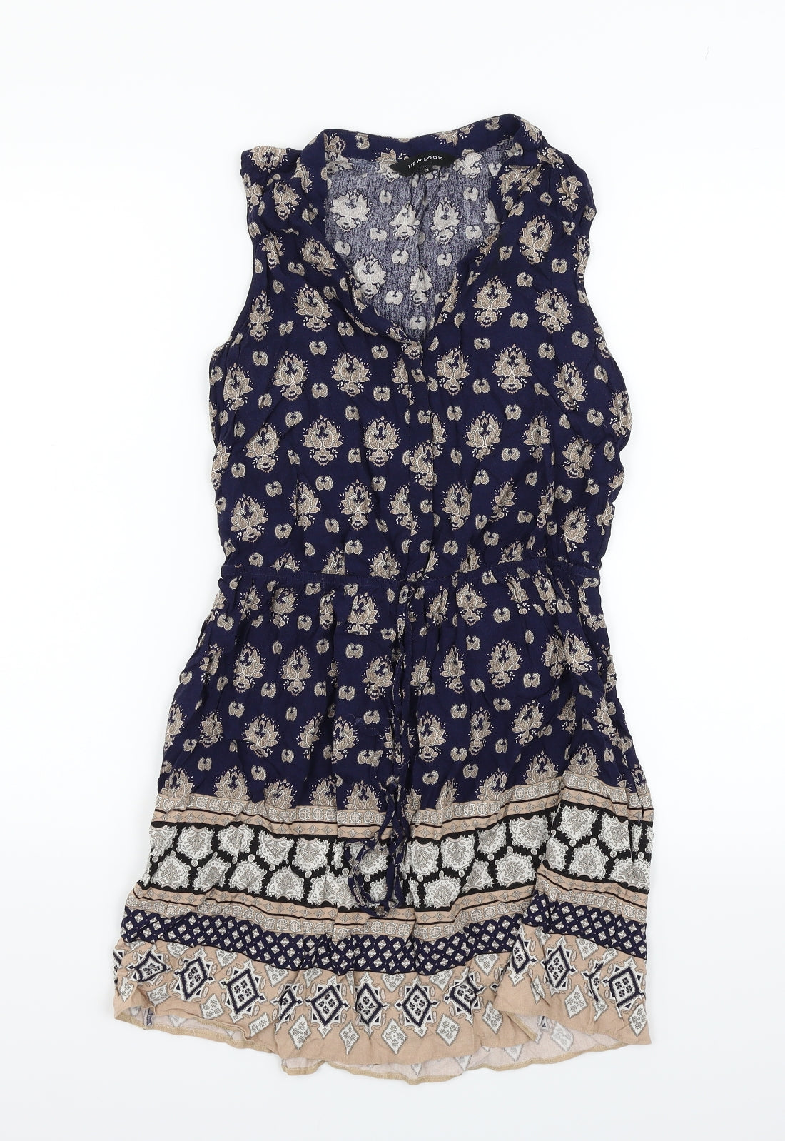 New Look Womens Blue Geometric  Fit & Flare  Size 12