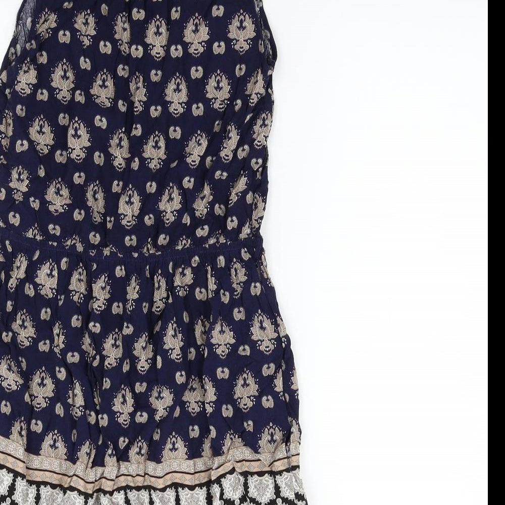 New Look Womens Blue Geometric  Fit & Flare  Size 12