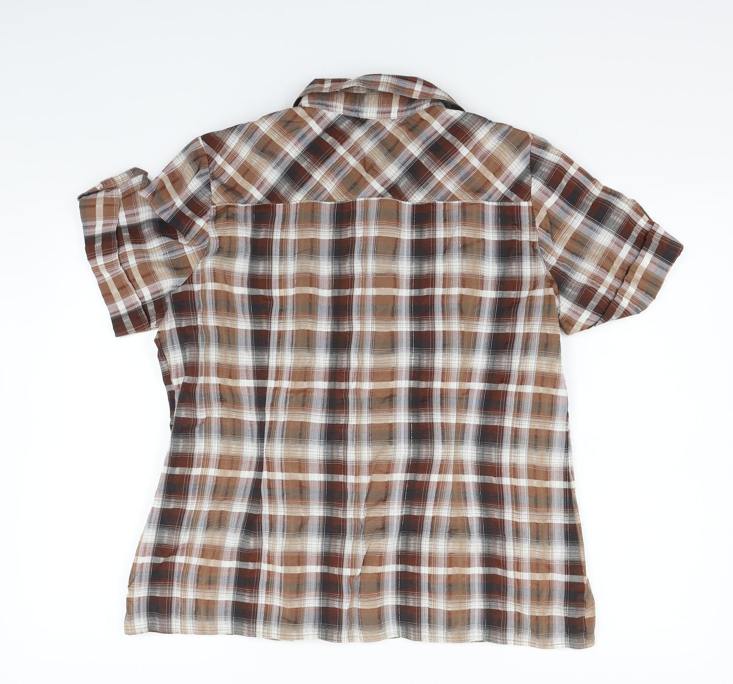 George Womens Brown Check  Basic Button-Up Size M