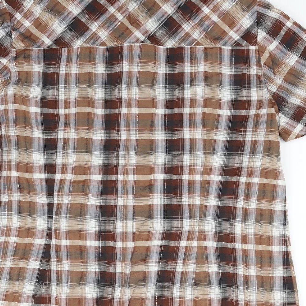 George Womens Brown Check  Basic Button-Up Size M