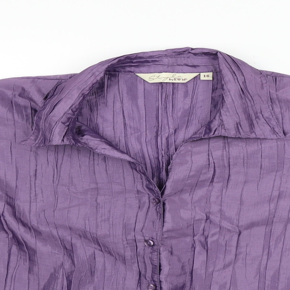 EWM Mens Purple    Button-Up Size 16
