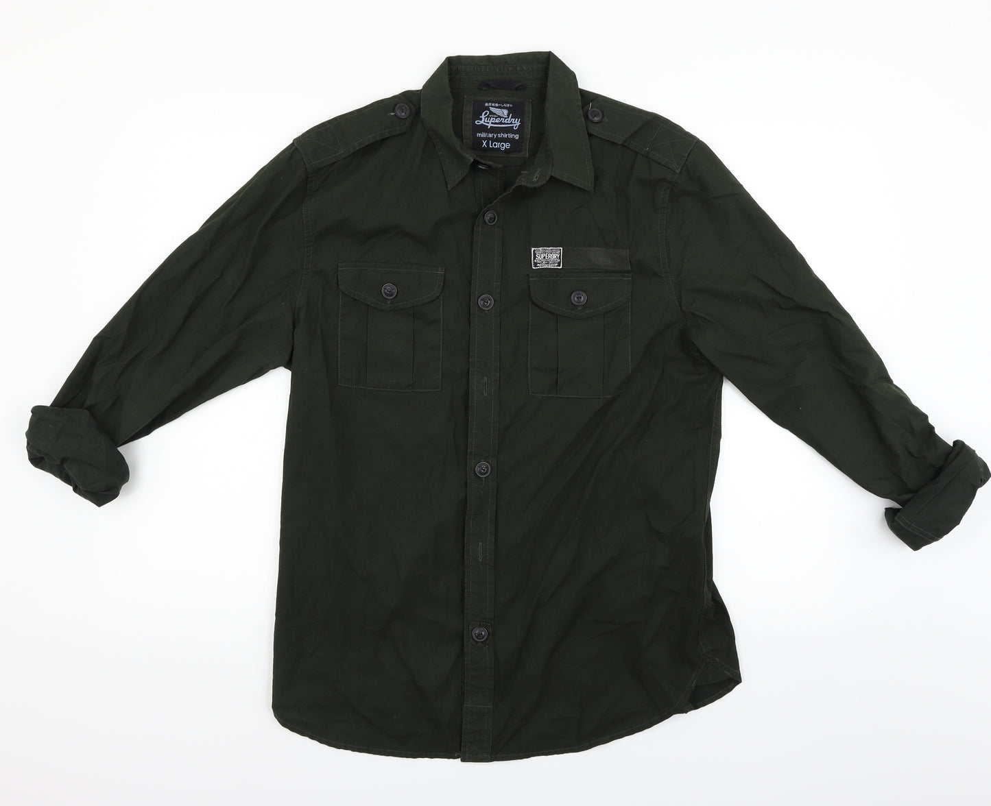 Superdry Mens Green    Button-Up Size XL  - Military Style