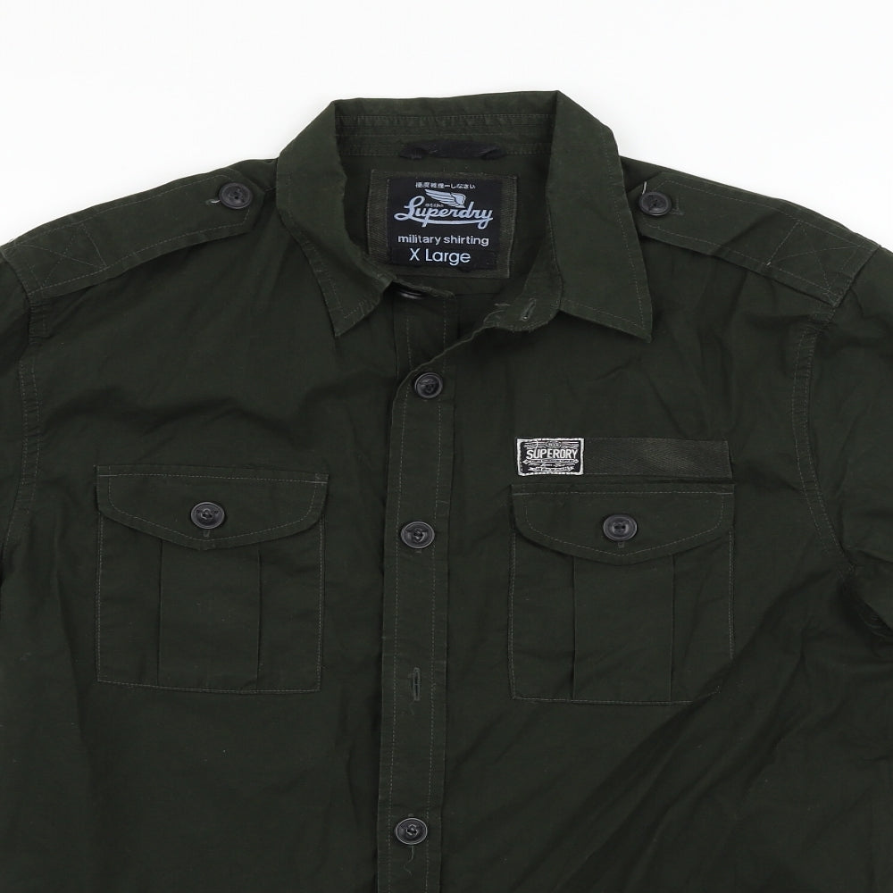 Superdry Mens Green    Button-Up Size XL  - Military Style
