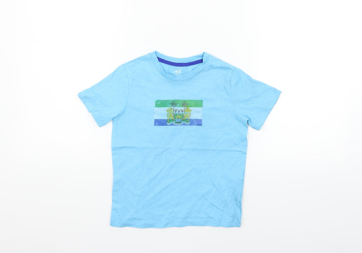 H&M Boys Blue Basic T-Shirt Size 5-6 Years